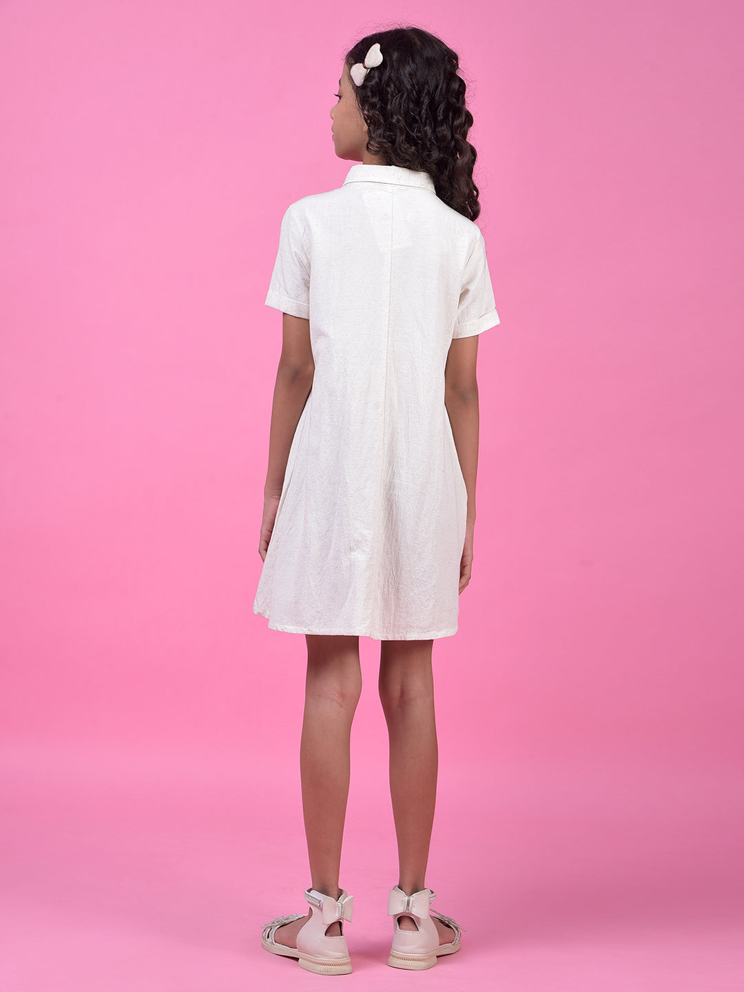 Off White Linen Shirt Dress-Girls Dress-Crimsoune Club
