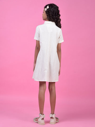 Off White Linen Shirt Dress-Girls Dress-Crimsoune Club