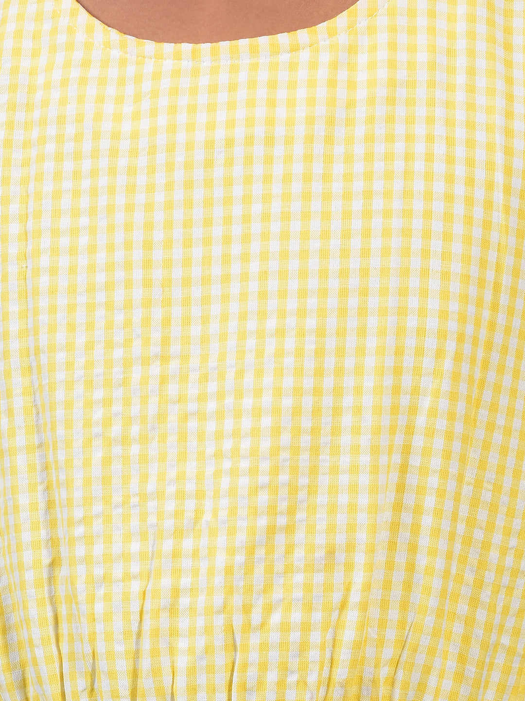 Girl's Yellow Printed Sleeveless A-Line Dress-Girls Dress-Crimsoune Club