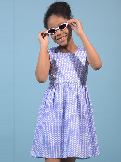 Girl's Purple Printed Sleeveless A-Line Dress-Girls Dress-Crimsoune Club