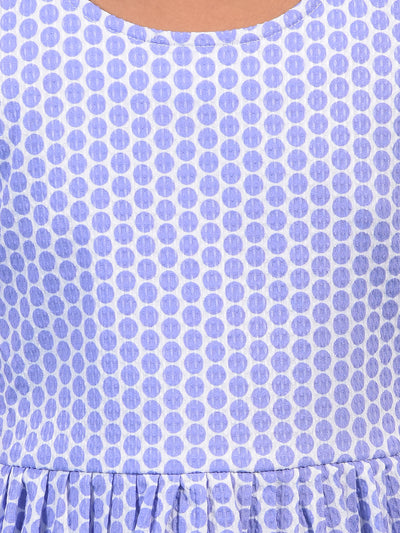 Girl's Purple Printed Sleeveless A-Line Dress-Girls Dress-Crimsoune Club