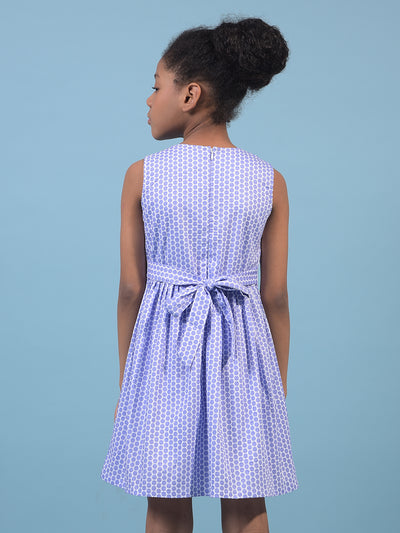 Girl's Purple Printed Sleeveless A-Line Dress-Girls Dress-Crimsoune Club