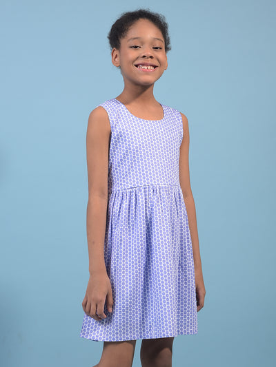Girl's Purple Printed Sleeveless A-Line Dress-Girls Dress-Crimsoune Club