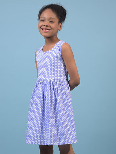 Girl's Purple Printed Sleeveless A-Line Dress-Girls Dress-Crimsoune Club