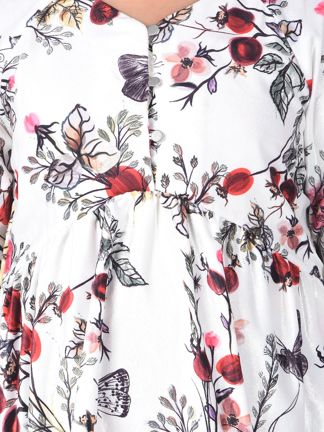 Brown Floral Print A-Line Dress-Girls Dresses-Crimsoune Club