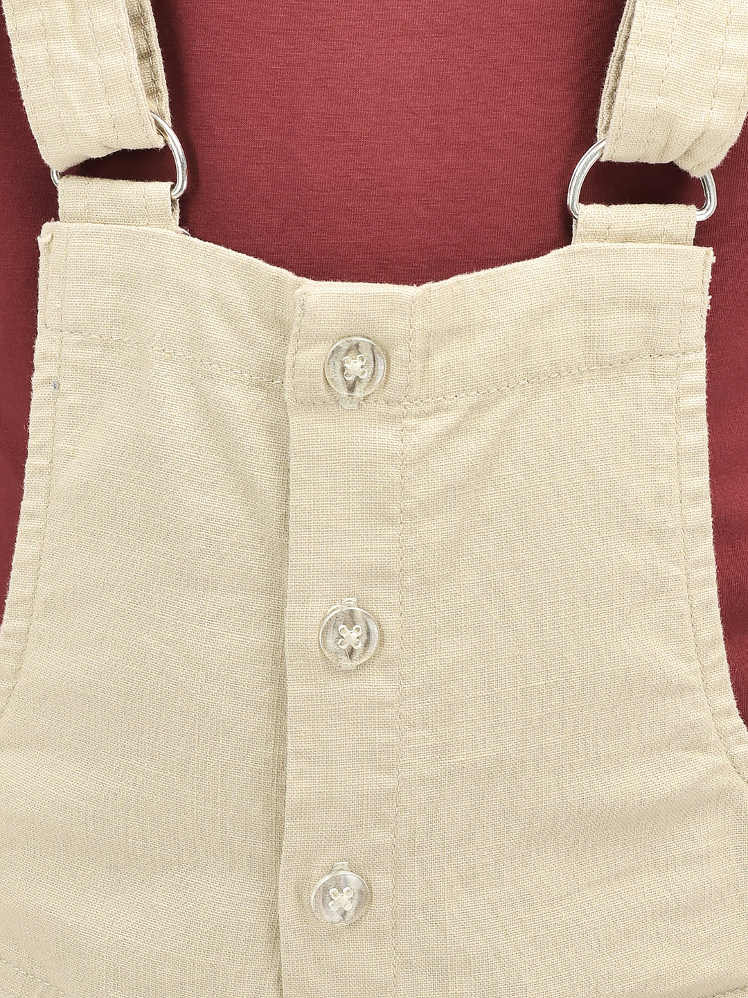 Beige Cotton Dungarees-Girls Dungarees-Crimsoune Club