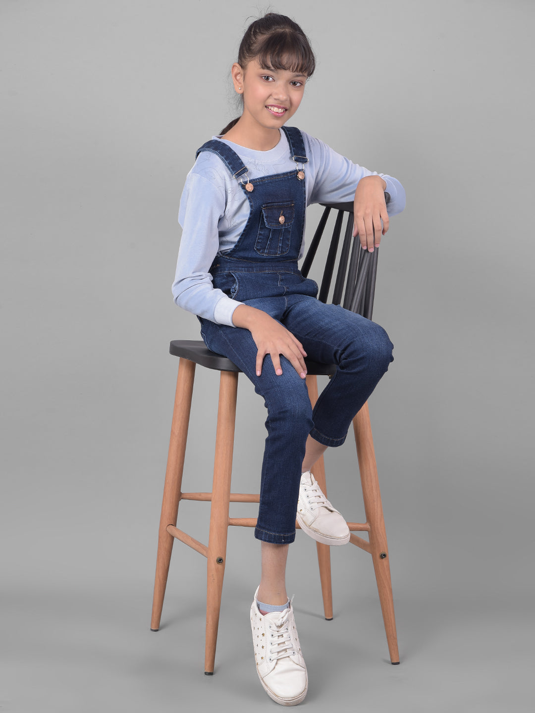 Blue Denim Dungarees-Girls Dungarees-Crimsoune Club