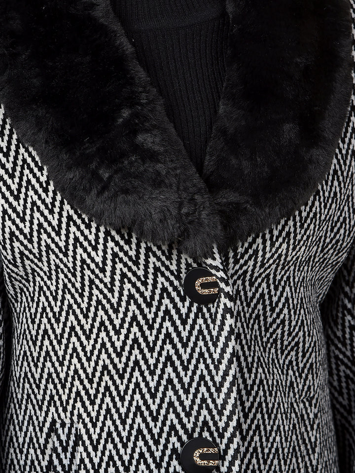 Black Jacquard Coat-Girls Coats-Crimsoune Club