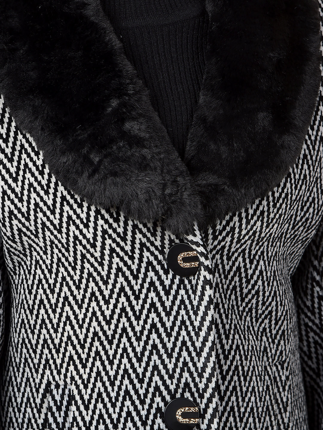 Black Jacquard Coat-Girls Coats-Crimsoune Club