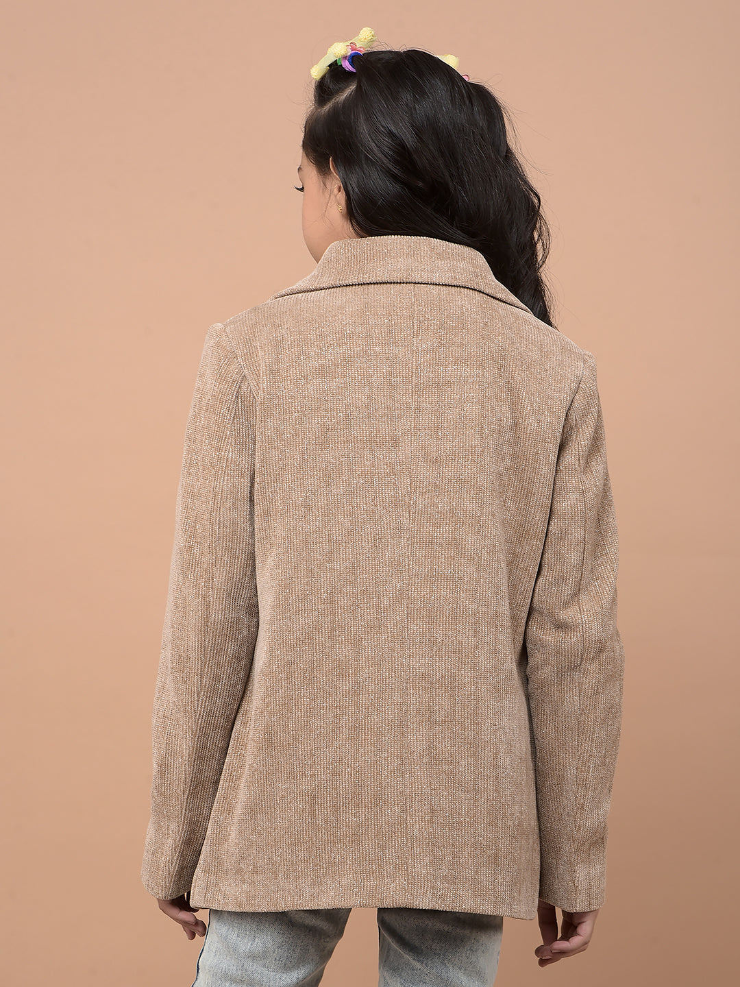 Brown Printed Corduroy Coat-Girls Coats-Crimsoune Club