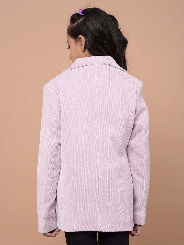 Purple Printed Corduroy Coat-Girls Coats-Crimsoune Club