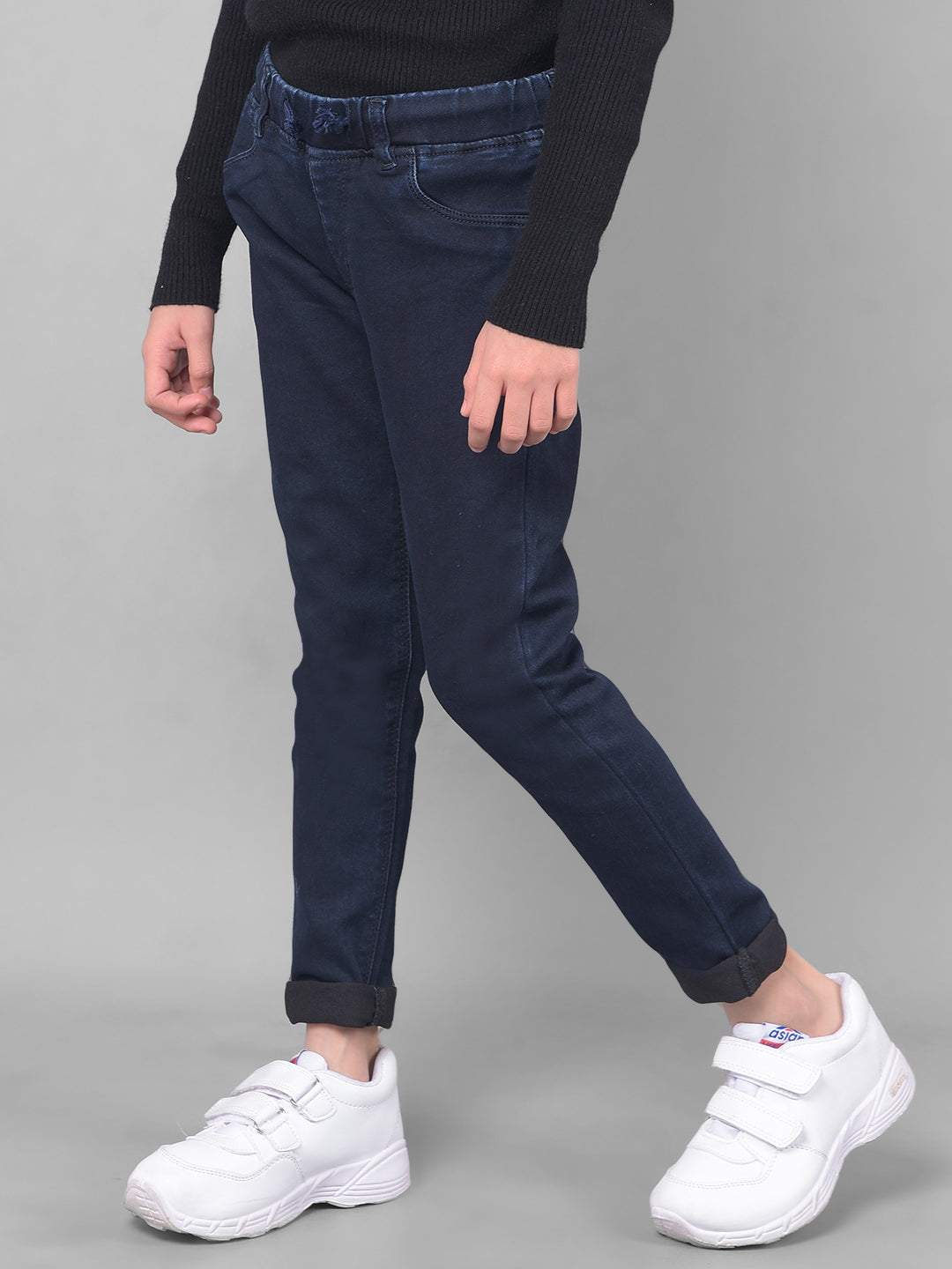 Navy Blue Jeans-Girls Jeans-Crimsoune Club