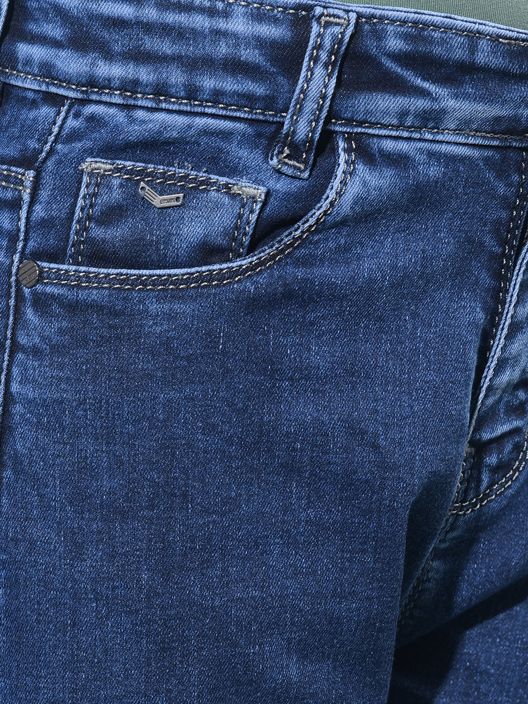 Blue Straight Cotton Jeans-Girls Jeans-Crimsoune Club