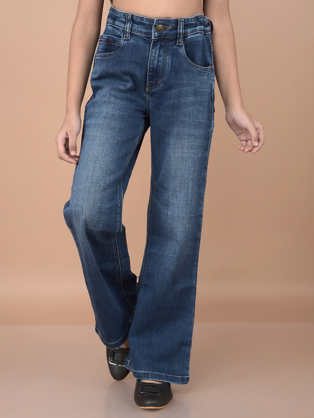 Blue Bootcut Jeans-Girls Jeans-Crimsoune Club
