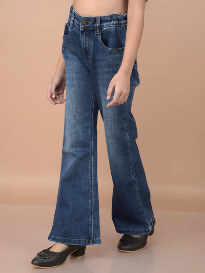Blue Bootcut Jeans-Girls Jeans-Crimsoune Club