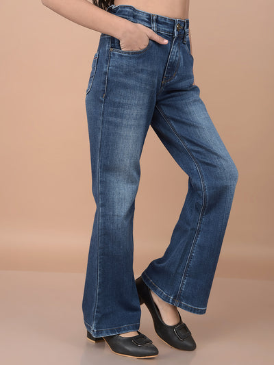 Blue Bootcut Jeans-Girls Jeans-Crimsoune Club