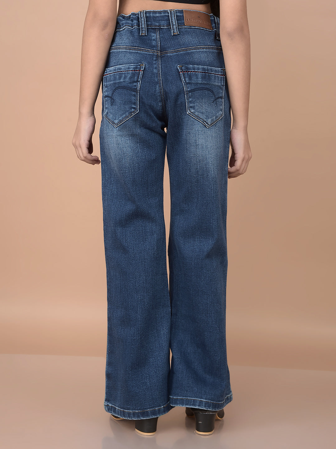 Blue Bootcut Jeans-Girls Jeans-Crimsoune Club
