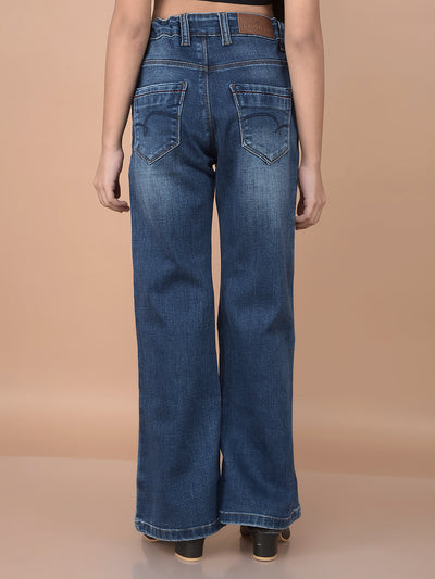 Blue Bootcut Jeans-Girls Jeans-Crimsoune Club