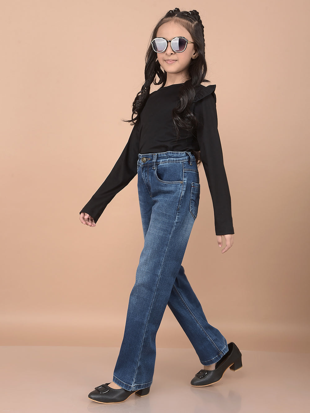 Blue Bootcut Jeans-Girls Jeans-Crimsoune Club