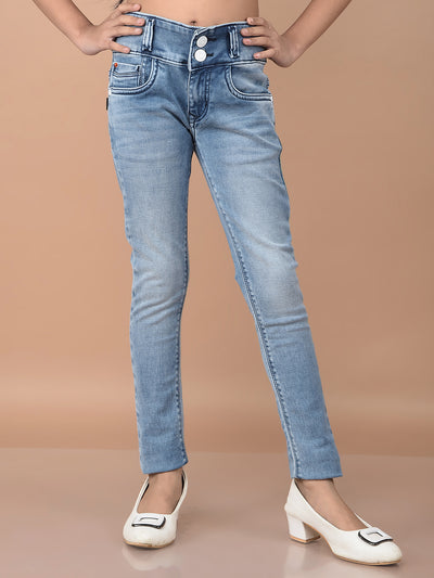 Blue High-Waist Jeans-Girls Jeans-Crimsoune Club