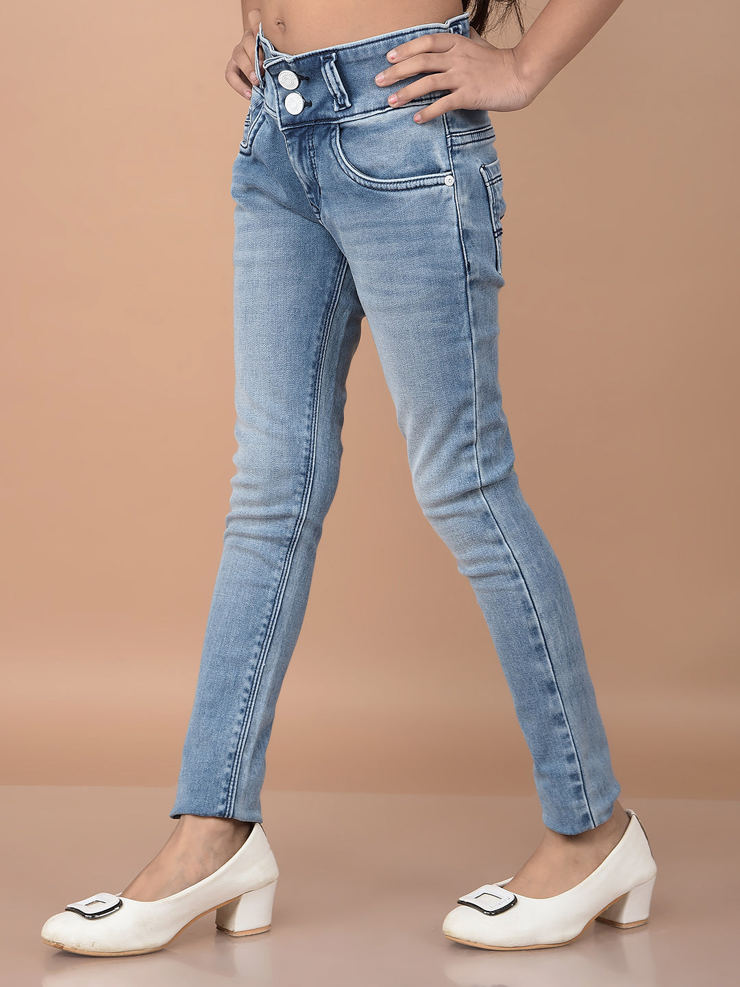 Blue High-Waist Jeans-Girls Jeans-Crimsoune Club