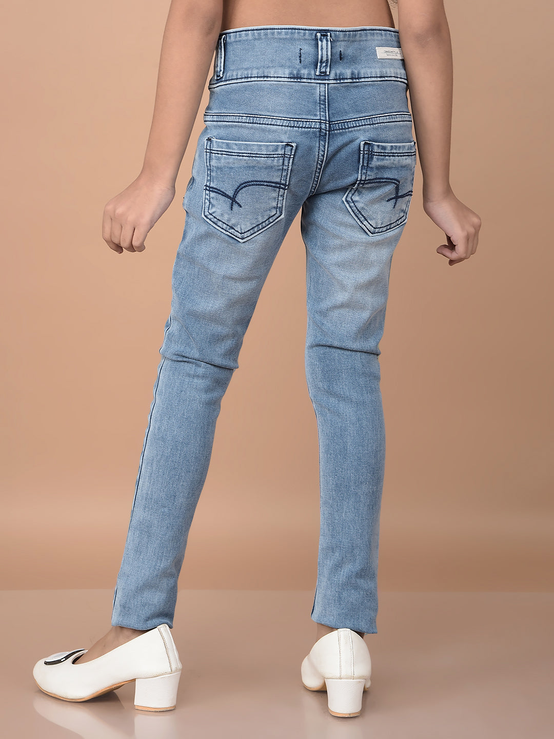 Blue High-Waist Jeans-Girls Jeans-Crimsoune Club