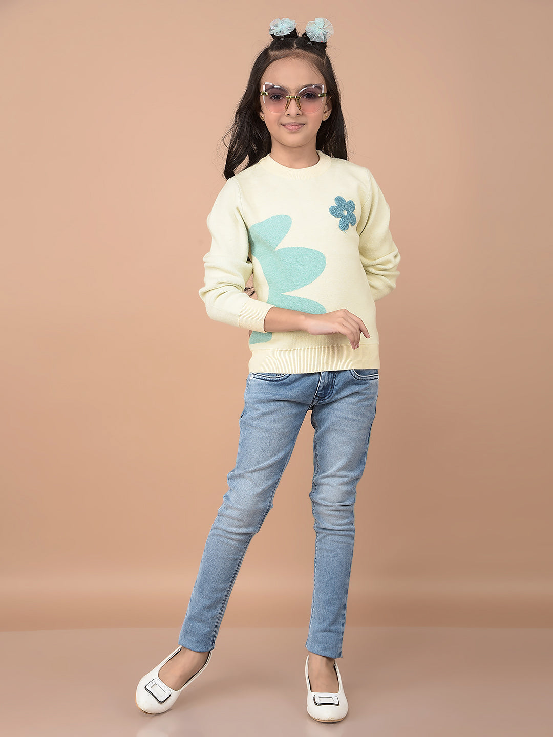 Blue High-Waist Jeans-Girls Jeans-Crimsoune Club