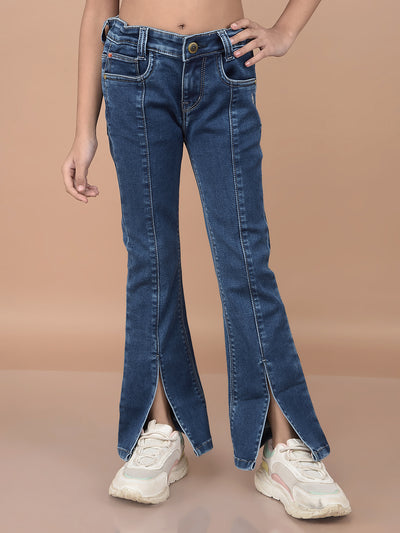 Blue Bootcut Jeans-Girls Jeans-Crimsoune Club