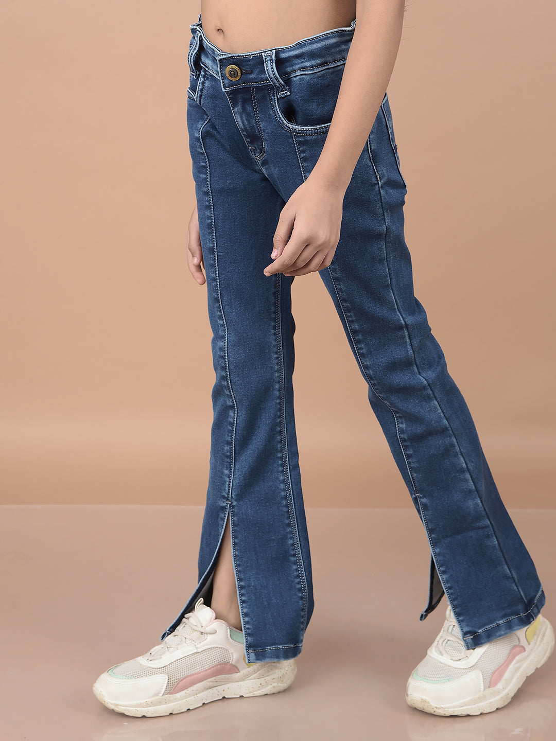 Blue Bootcut Jeans-Girls Jeans-Crimsoune Club