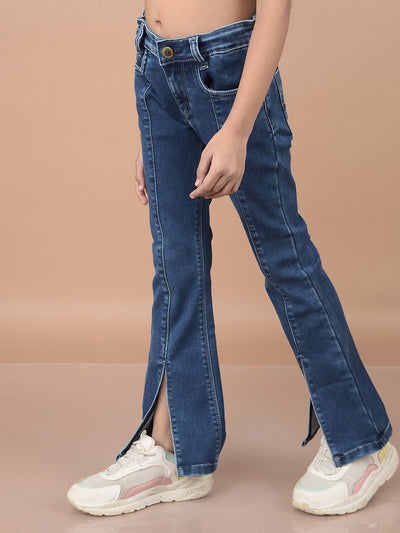 Blue Bootcut Jeans-Girls Jeans-Crimsoune Club