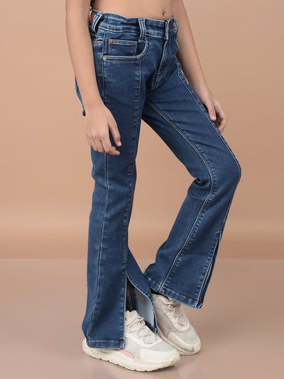 Blue Bootcut Jeans-Girls Jeans-Crimsoune Club