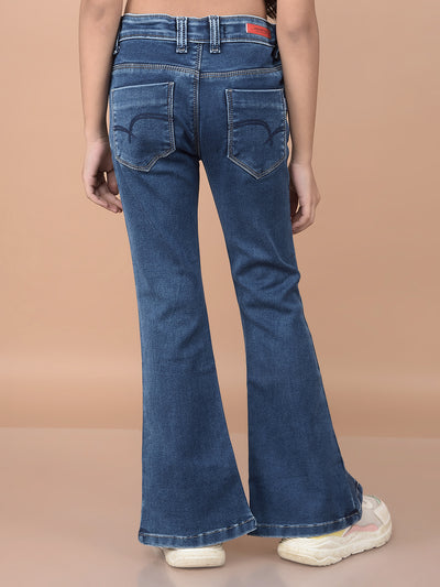 Blue Bootcut Jeans-Girls Jeans-Crimsoune Club