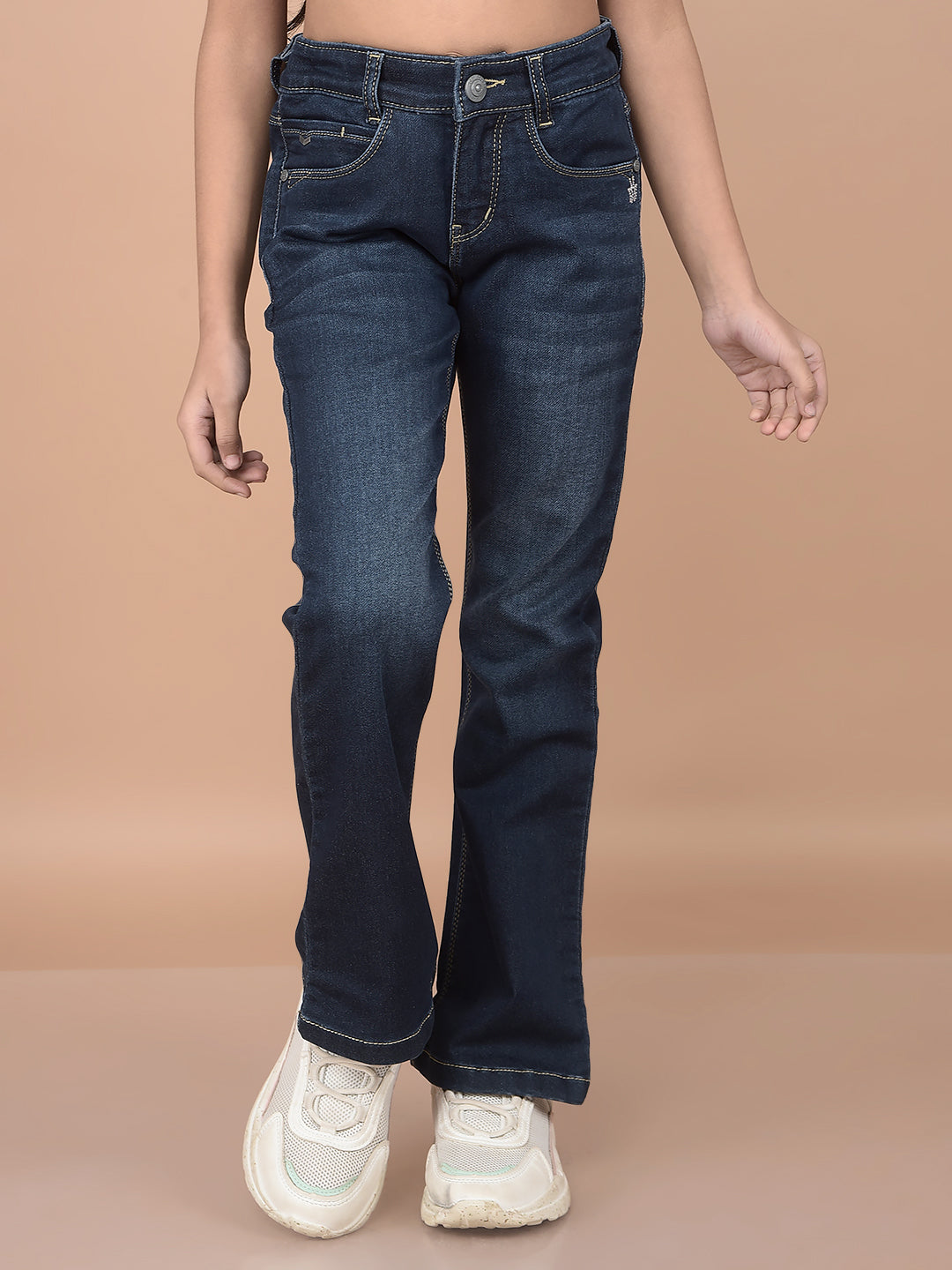 Blue Bootcut Jeans-Girls Jeans-Crimsoune Club