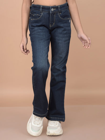 Blue Bootcut Jeans-Girls Jeans-Crimsoune Club
