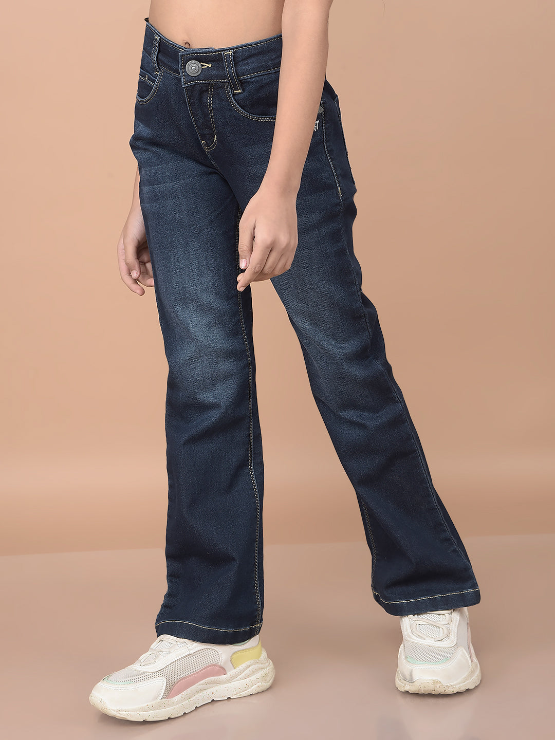Blue Bootcut Jeans-Girls Jeans-Crimsoune Club