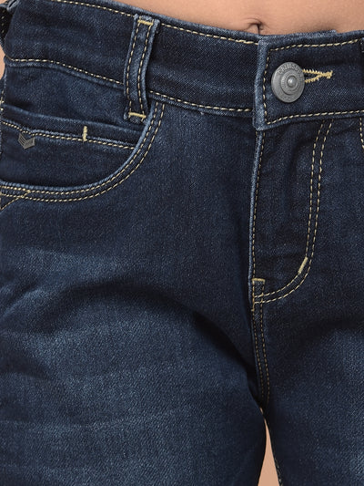 Blue Bootcut Jeans-Girls Jeans-Crimsoune Club