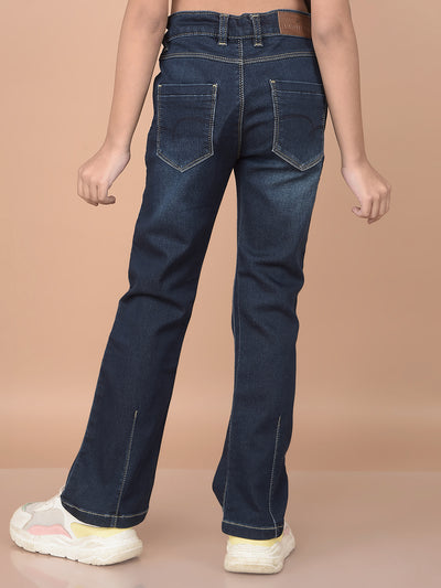 Blue Bootcut Jeans-Girls Jeans-Crimsoune Club