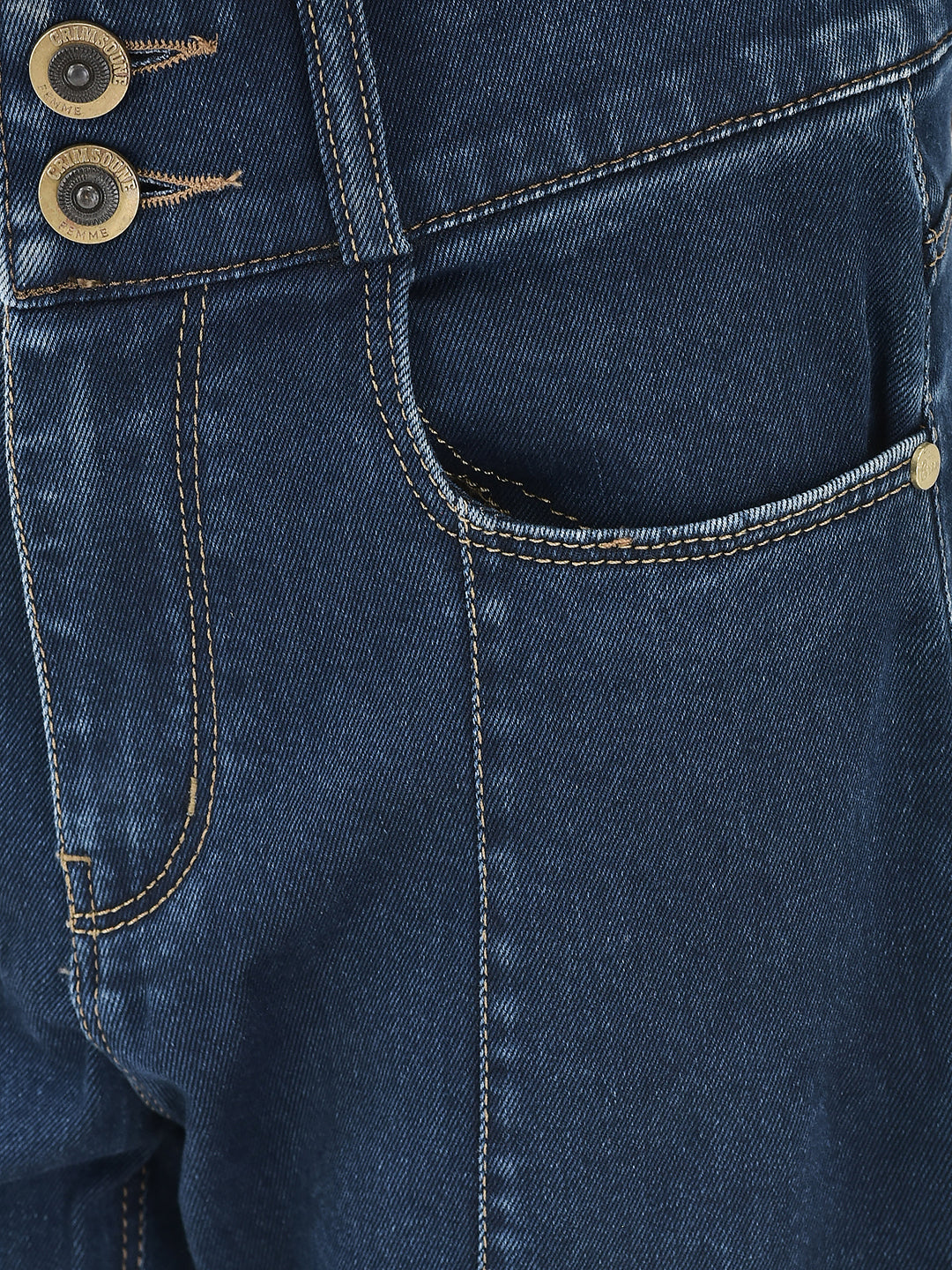 Navy Blue Bootcut High-Waist Jeans-Girls Jeans-Crimsoune Club