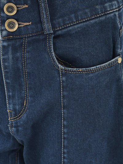Navy Blue Bootcut High-Waist Jeans-Girls Jeans-Crimsoune Club
