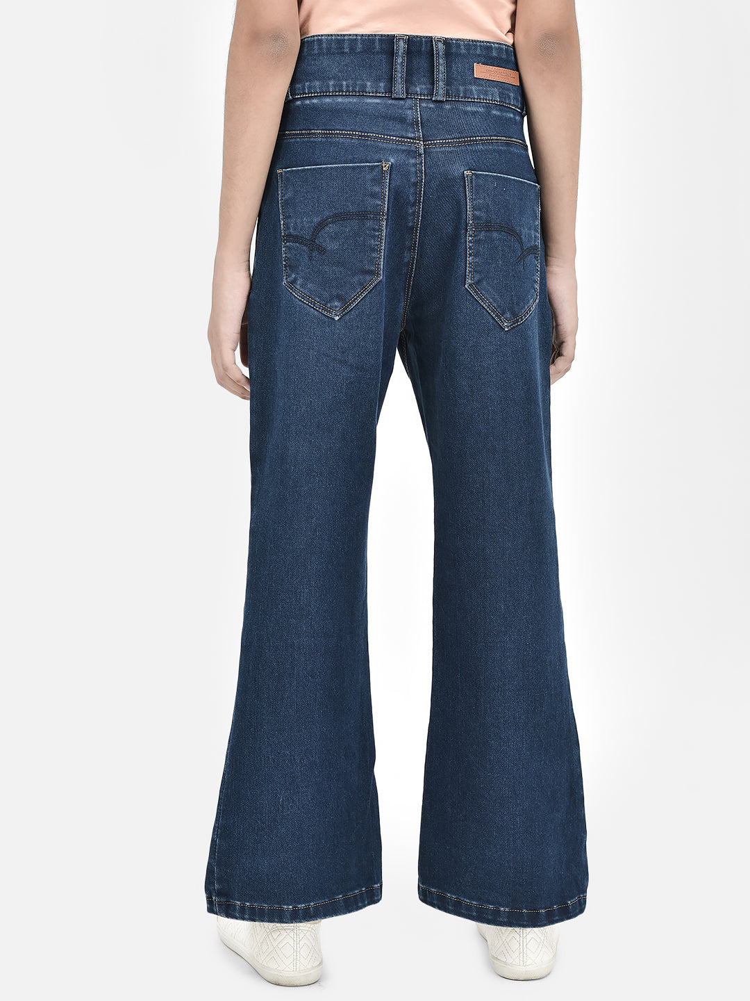 Navy Blue Bootcut High-Waist Jeans-Girls Jeans-Crimsoune Club