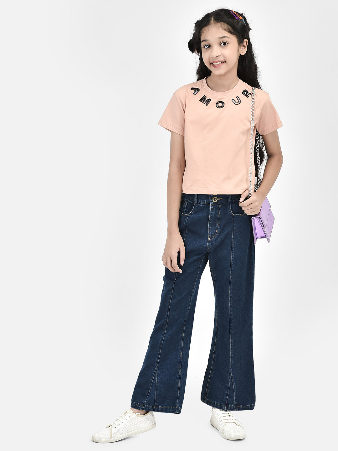 Navy Blue Bootcut High-Waist Jeans-Girls Jeans-Crimsoune Club