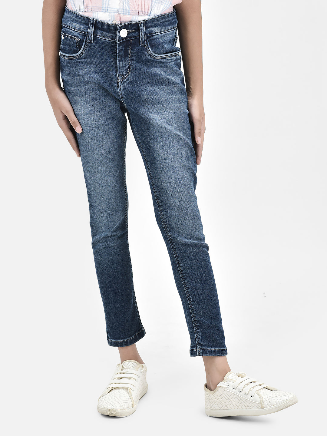 Navy Blue Skinny Jeans-Girls Jeans-Crimsoune Club