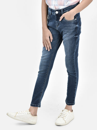 Navy Blue Skinny Jeans-Girls Jeans-Crimsoune Club