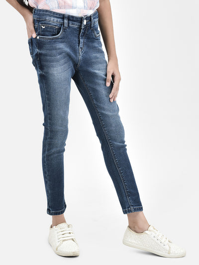 Navy Blue Skinny Jeans-Girls Jeans-Crimsoune Club