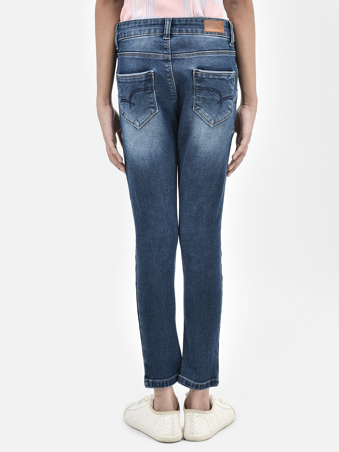 Navy Blue Skinny Jeans-Girls Jeans-Crimsoune Club