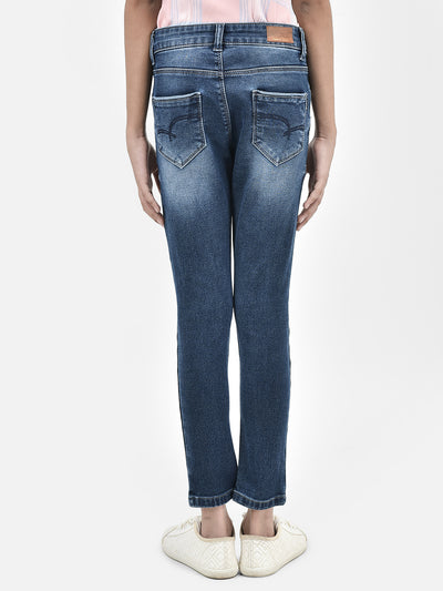 Navy Blue Skinny Jeans-Girls Jeans-Crimsoune Club