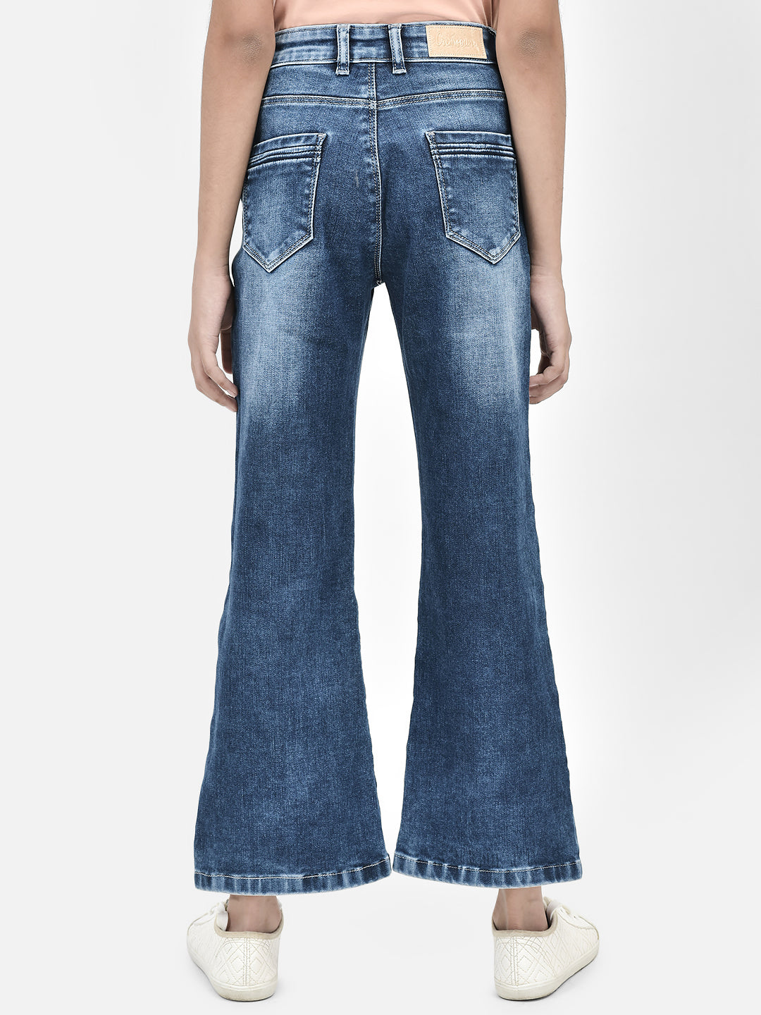 Blue Bootcut Stretchable Jeans-Girls Jeans-Crimsoune Club