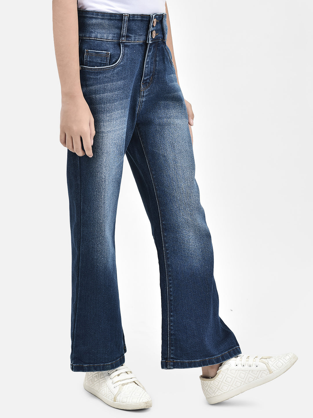 Blue Bootcut Jeans-Girls Jeans-Crimsoune Club