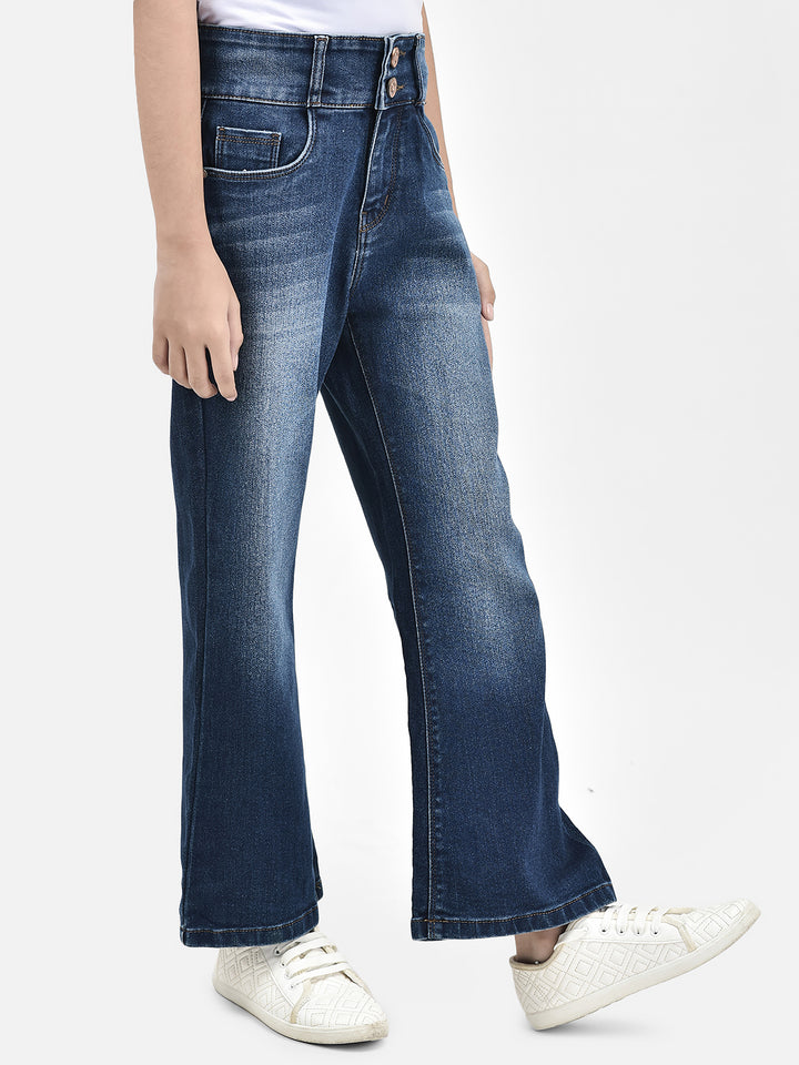 Blue Bootcut Jeans-Girls Jeans-Crimsoune Club