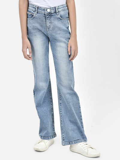 Blue Bootcut Stretchable Jeans-Girls Jeans-Crimsoune Club